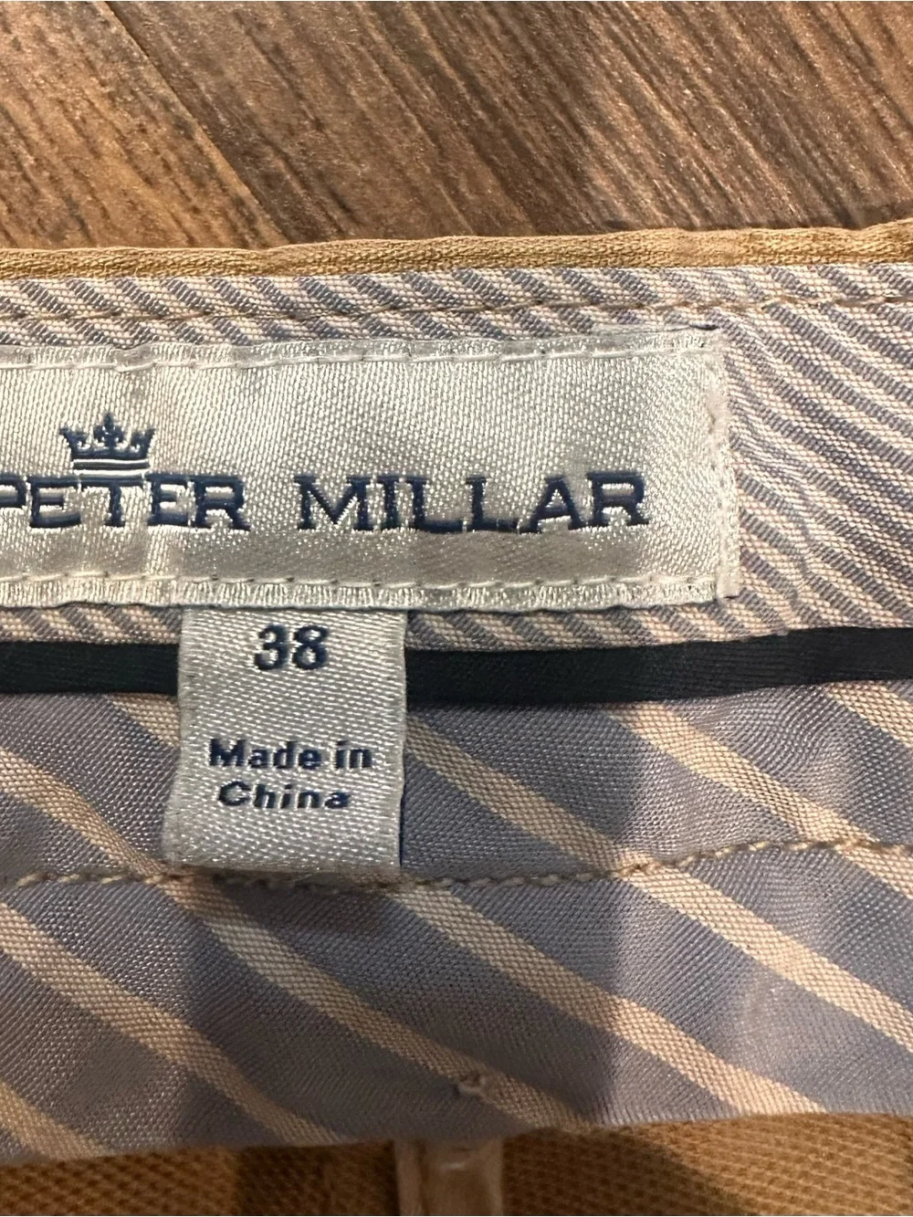Peter Millar Men's Khaki Flat-Front Chino Shorts